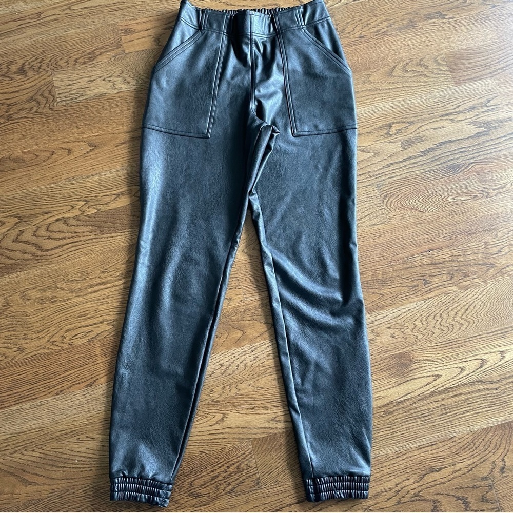 SPANX Black Faux Leather Jogger Utility Pants Size S - Picture 7 of 14